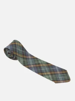 Best Sale Tie In Green Ikat Twill Check Men Accessories.