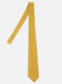 Cheap Tie In Mustard Dot Print Men Suiting.