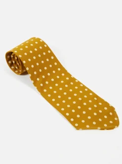 Cheap Tie In Mustard Dot Print Men Suiting.