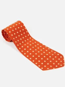 Cheap Tie In Orange Dot Print Men Suiting.
