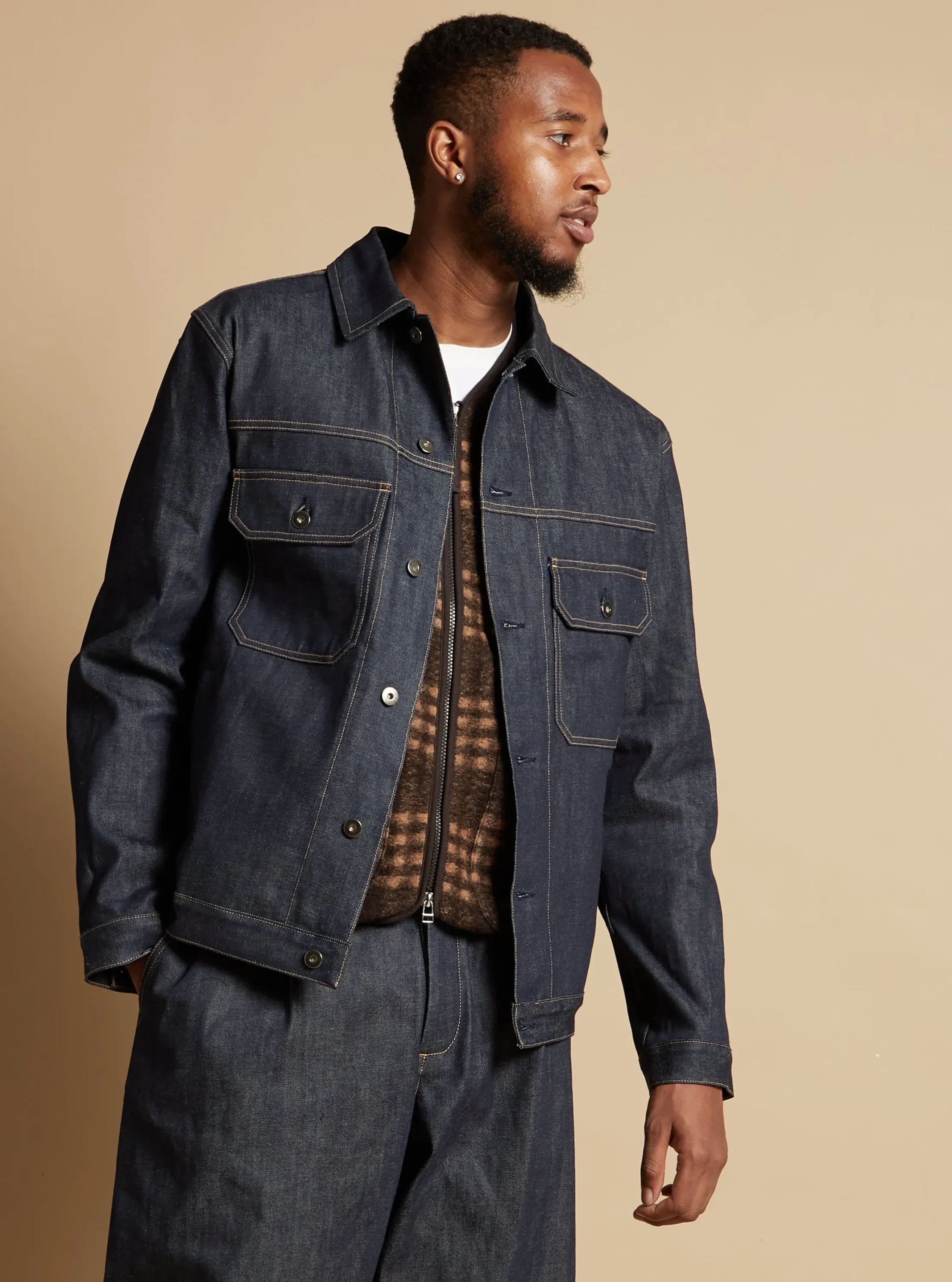 Online Trucker Jacket In Indigo 13Oz Selvedge Denim Men Jackets.