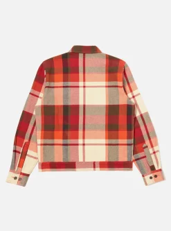 Fashion Uniform Shirt In Red Earth Check Men Overshirts.