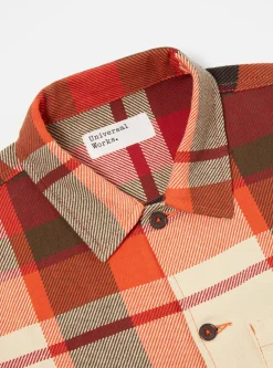 Fashion Uniform Shirt In Red Earth Check Men Overshirts.