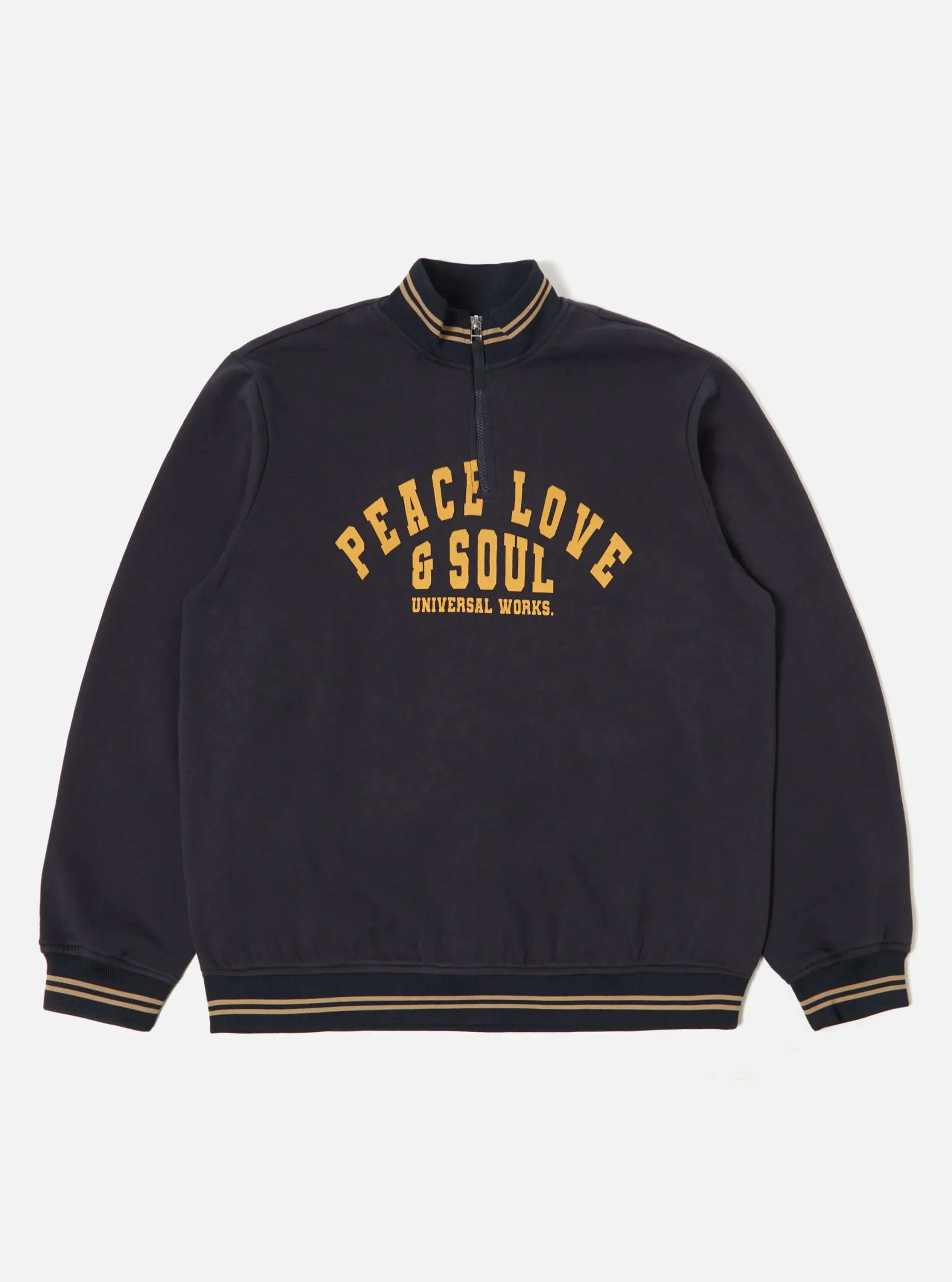 Outlet Vale Half Zip In Navy Brushback Sweat Pl&S Men Tees & Sweats.