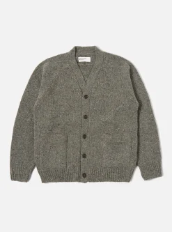 Shop Vince Cardigan In Grey Lambswool Fleck Men Knitwear.