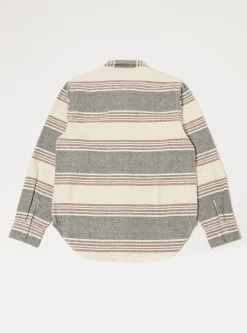 New Work Shirt In Ecru Brushed Stripe Men Overshirts.