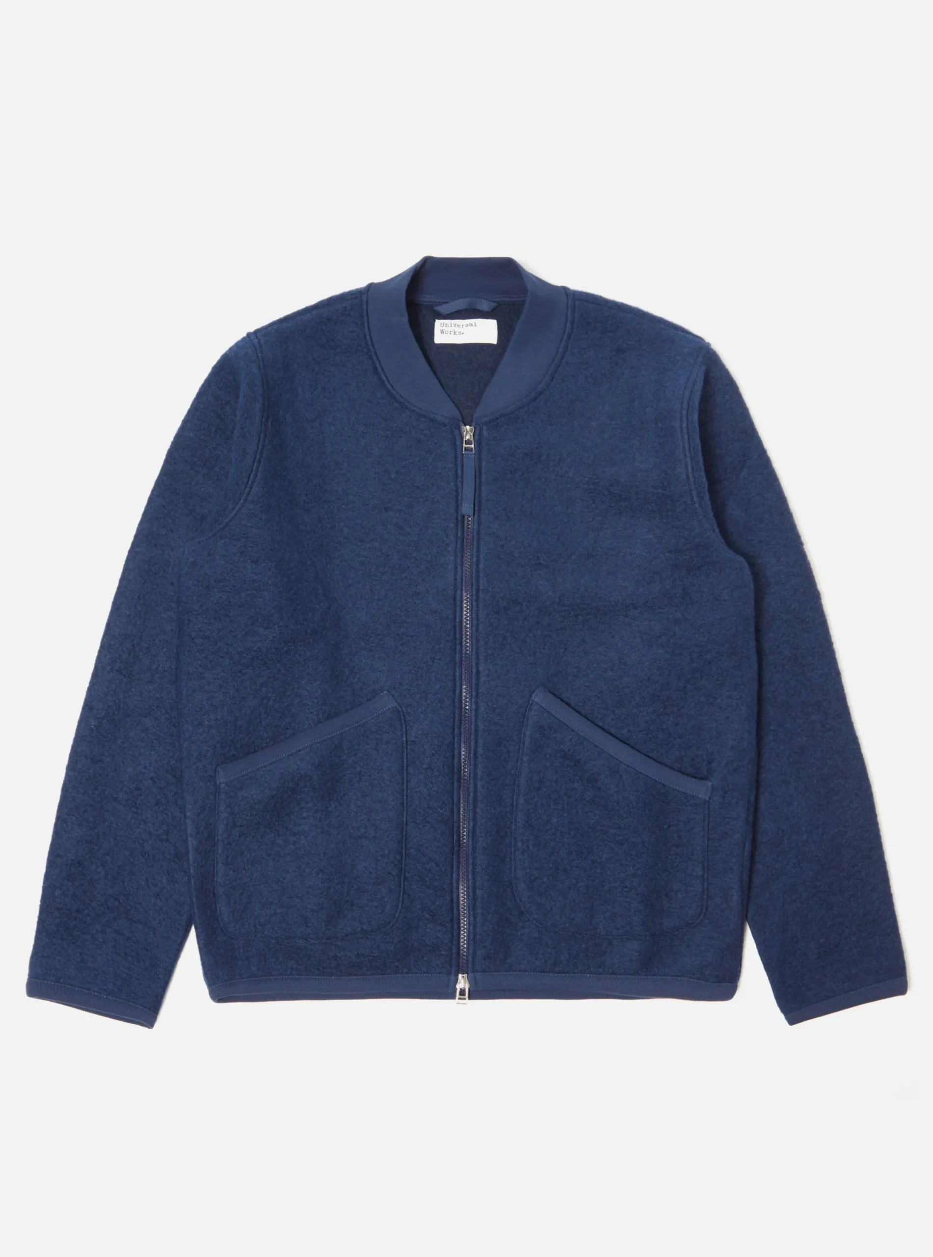 Hot Zip Bomber In Indigo Wool Fleece Men Fleece.