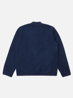 Hot Zip Bomber In Indigo Wool Fleece Men Fleece.