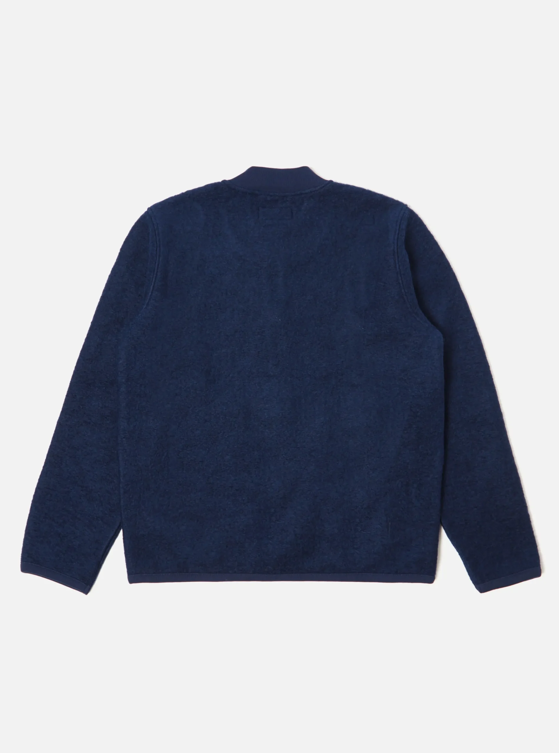 Hot Zip Bomber In Indigo Wool Fleece Men Fleece.