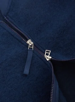 Hot Zip Bomber In Indigo Wool Fleece Men Fleece.