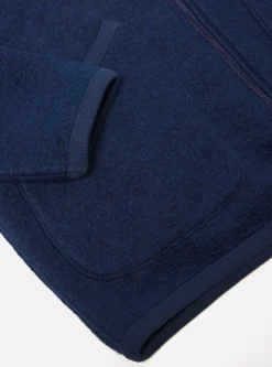 Hot Zip Bomber In Indigo Wool Fleece Men Fleece.
