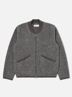 Cheap Zip Bomber In Grey Marl Wool Fleece Men Fleece.