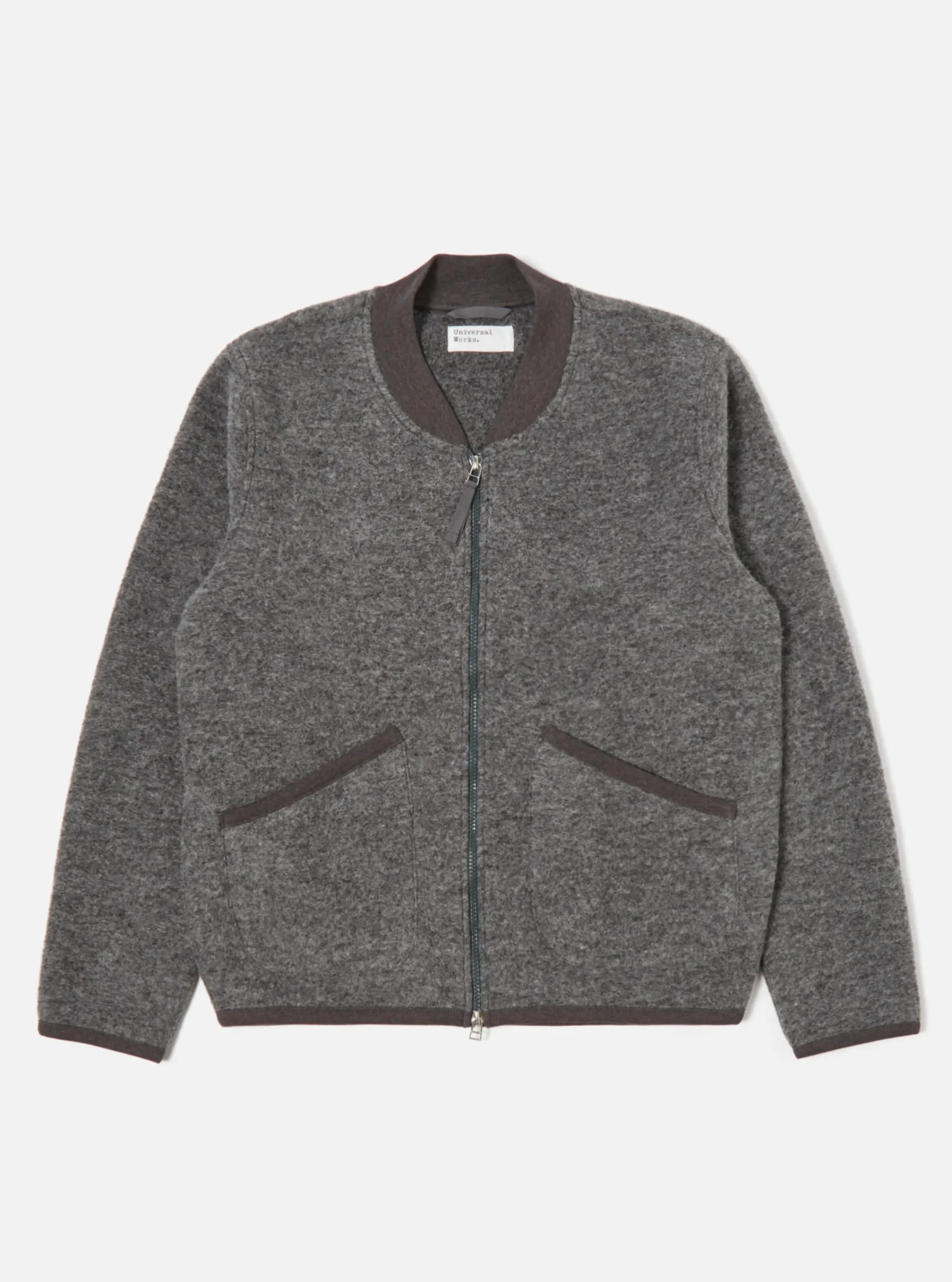 Cheap Zip Bomber In Grey Marl Wool Fleece Men Fleece.