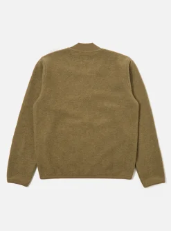 Best Sale Zip Bomber In Lovat Wool Fleece Men Fleece.