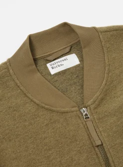 Best Sale Zip Bomber In Lovat Wool Fleece Men Fleece.