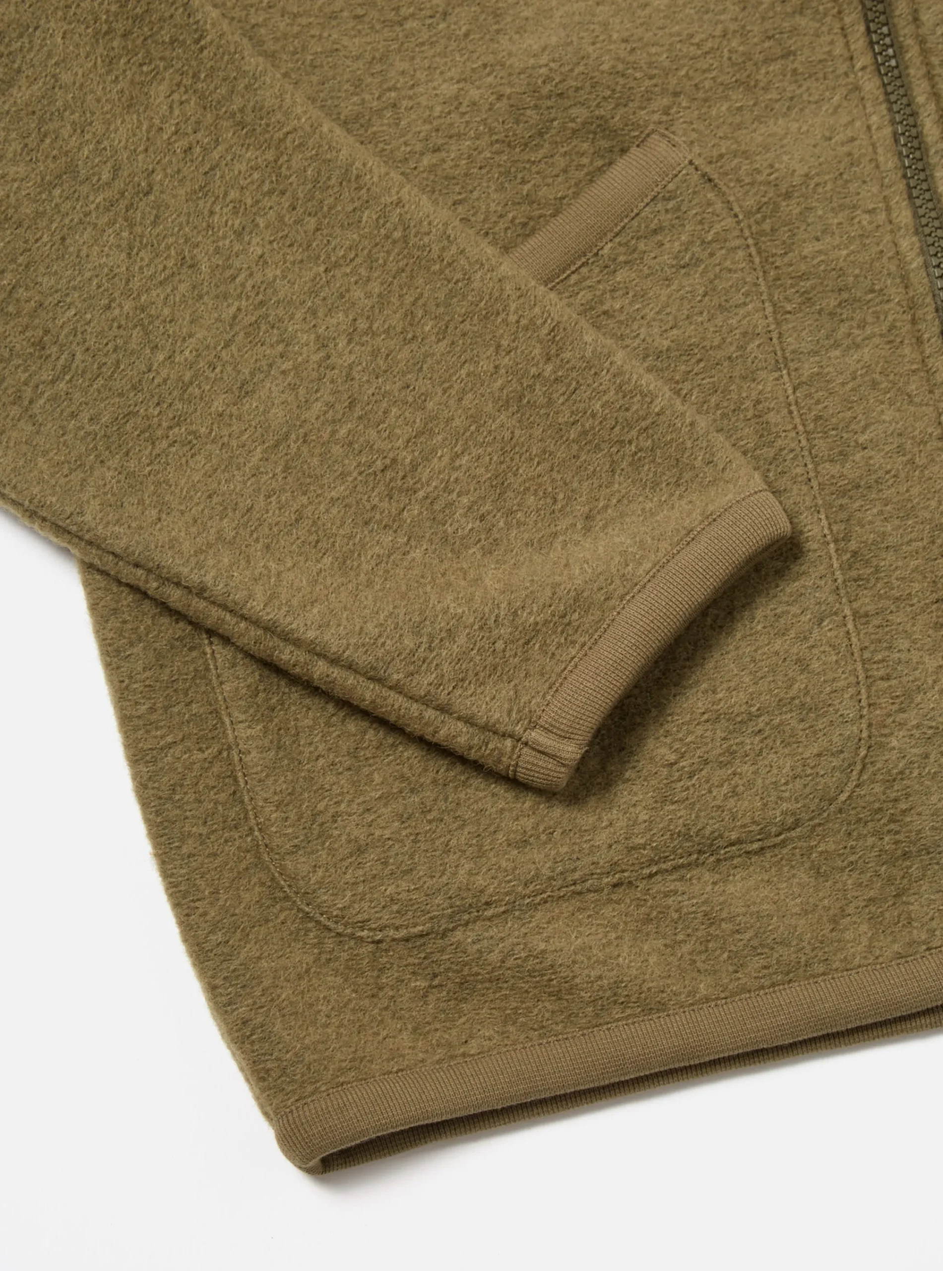 Best Sale Zip Bomber In Lovat Wool Fleece Men Fleece.