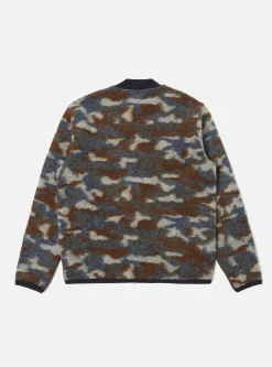 Shop Zip Bomber In Grey Dwight Wool Fleece Men Fleece.