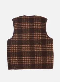 Best Sale Zip Gilet In Brown Check Duke Fleece Men Fleece.