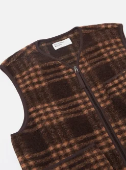 Best Sale Zip Gilet In Brown Check Duke Fleece Men Fleece.