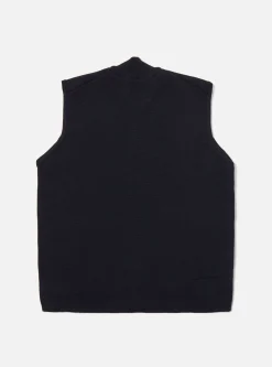 Cheap Zip Knitwork Gilet In Navy Merino Knit Men Knitwear.