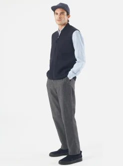 Cheap Zip Knitwork Gilet In Navy Merino Knit Men Knitwear.