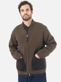 Sale Zip Knitwork Jacket In Brown Merino Knit Men Knitwear.