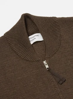Sale Zip Knitwork Jacket In Brown Merino Knit Men Knitwear.