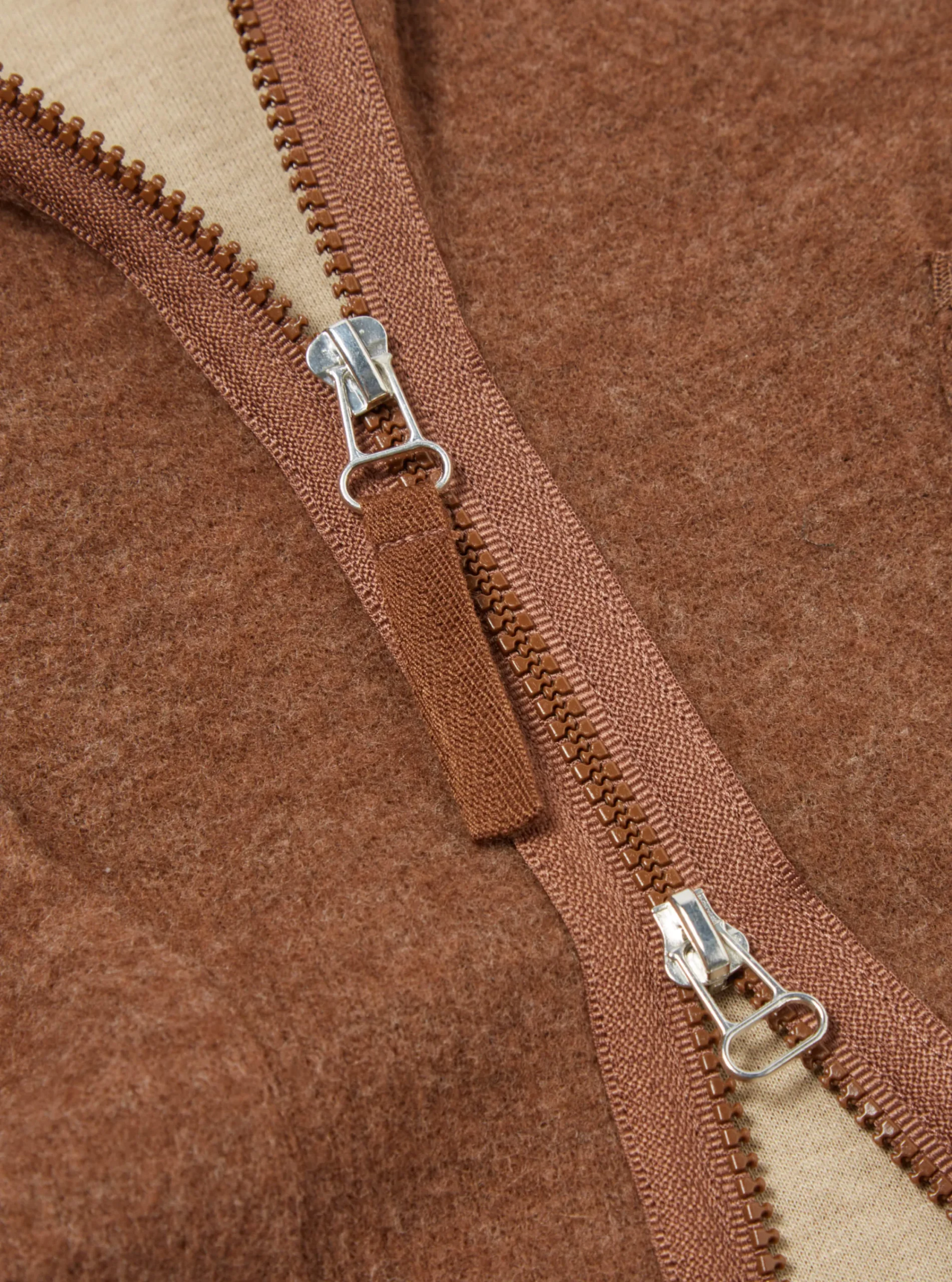Online Zip Liner Jacket In Brown Soft Wool Cotton Knit Men Fleece.