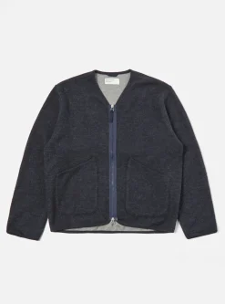 Shop Zip Liner Jacket In Blue Soft Wool Cotton Knit Men Fleece.