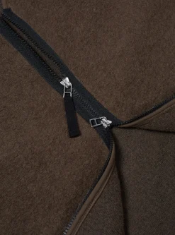 Outlet Zip Liner Jacket In Brown Wool Fleece Men Fleece.