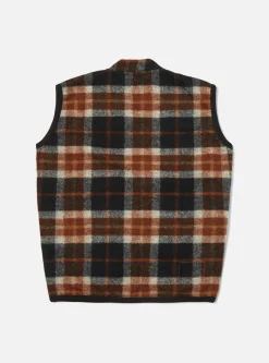 Best Zip Waistcoat In Brown British Check Fleece Men Fleece.