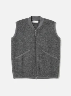 Fashion Zip Waistcoat In Grey Marl Wool Fleece Men Fleece.
