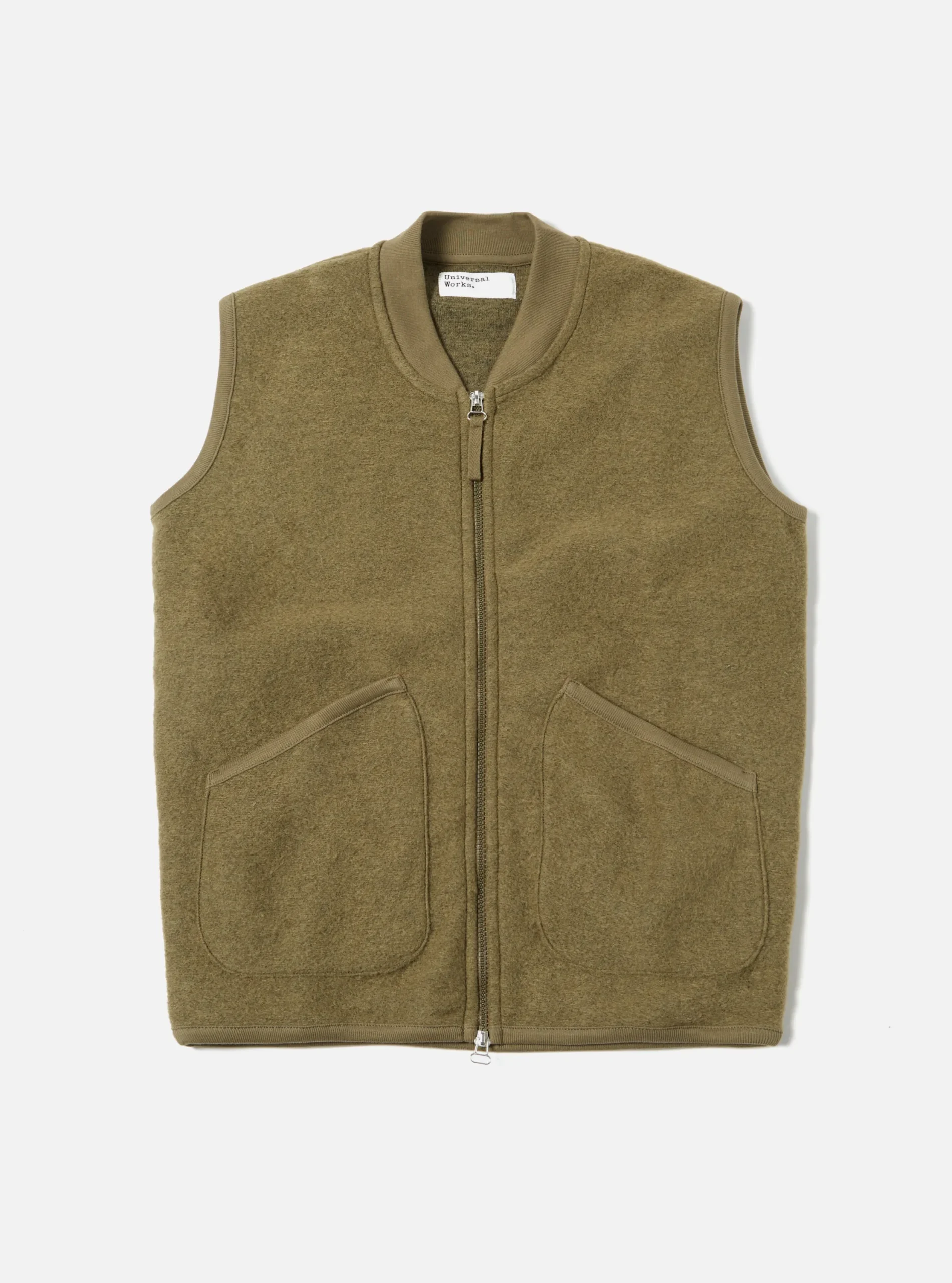 Online Zip Waistcoat In Lovat Wool Fleece Men Fleece.