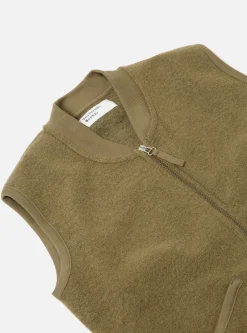 Online Zip Waistcoat In Lovat Wool Fleece Men Fleece.