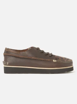 Shop Yogi X Finn In Dark Brown/Leopard Tumbled/Fur Leather Men Footwear.